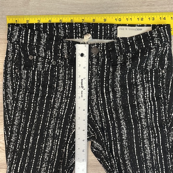 Rag & Bone Black & White Print Skinny Stretch Zip Front Leggings/Jeans Size 26 - Picture 10 of 14